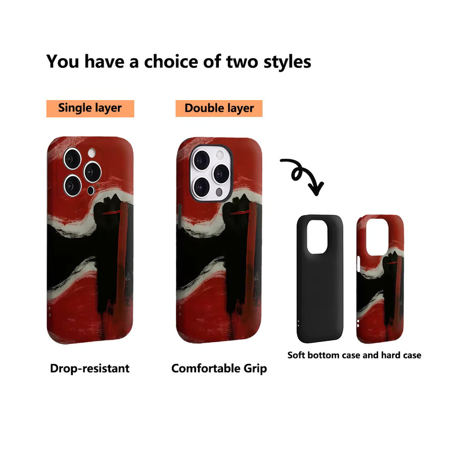 Handyhülle mit abstraktem Design in Rot und Schwarz für Apple iPhone 11 bis iPhone 17 Pro Max Plus mit doppelschichtiger Rückseite - Bild 3