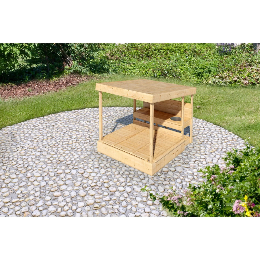 Karibu Sandkasten Max aus Nordischer Fichte in Braun, B/H/T: 111,5 x 122,5 x 135,5 cm - Bild 4