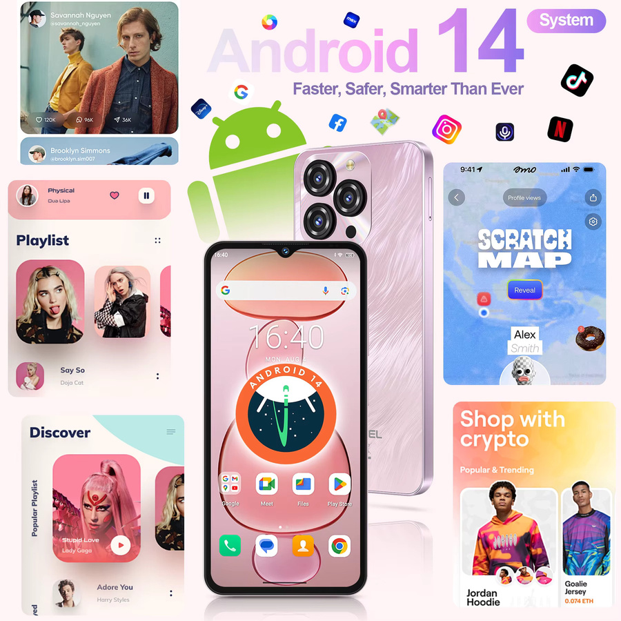 OUKITEL C3 Android 14 Smartphone in Schwarz mit 6,52 Zoll Waterdrop-Bildschirm, 16GB RAM und 64GB ROM sowie erweiterbarem Speicher bis 1TB und 5000mAh Akku - Bild 3