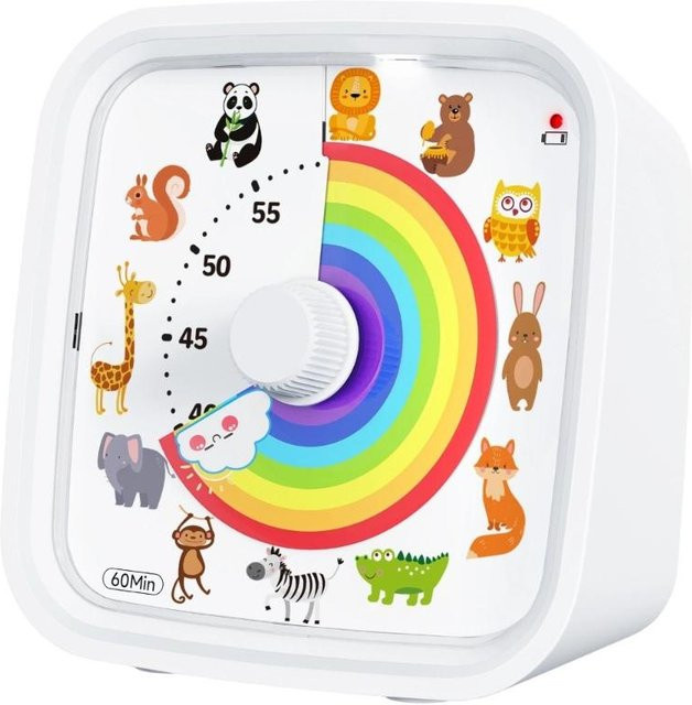 Three Body Visueller Timer mit Regenbogen-Scheibe für Kinder und Erwachsene, 60-Minuten-Countdown zum Kochen, Lernen und Zeitmanagement, Weiß - Bild 1