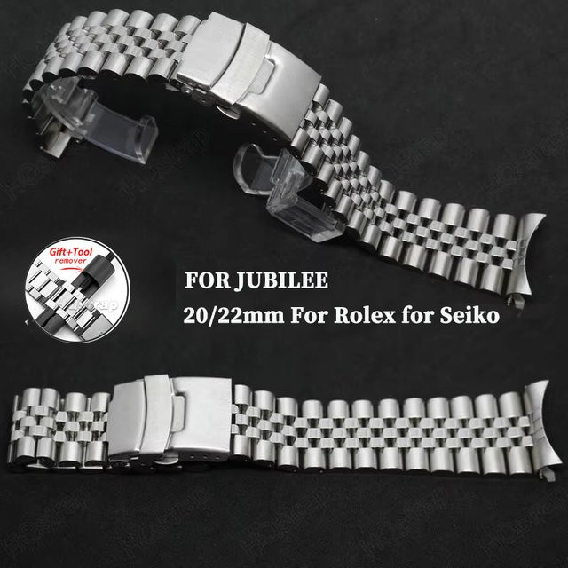 HQstrap Uhrenarmband Edelstahl, Jubilee, Silber, 20mm 22mm, Unisex - Bild 1