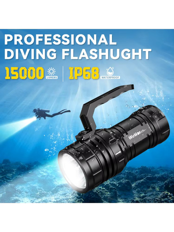 Wurkkos DL06 Hochleistungs-LED-Tauchlampe in Schwarz mit 15000 Lumen, IPX8 wasserdicht und Power Bank Funktion - Bild 7