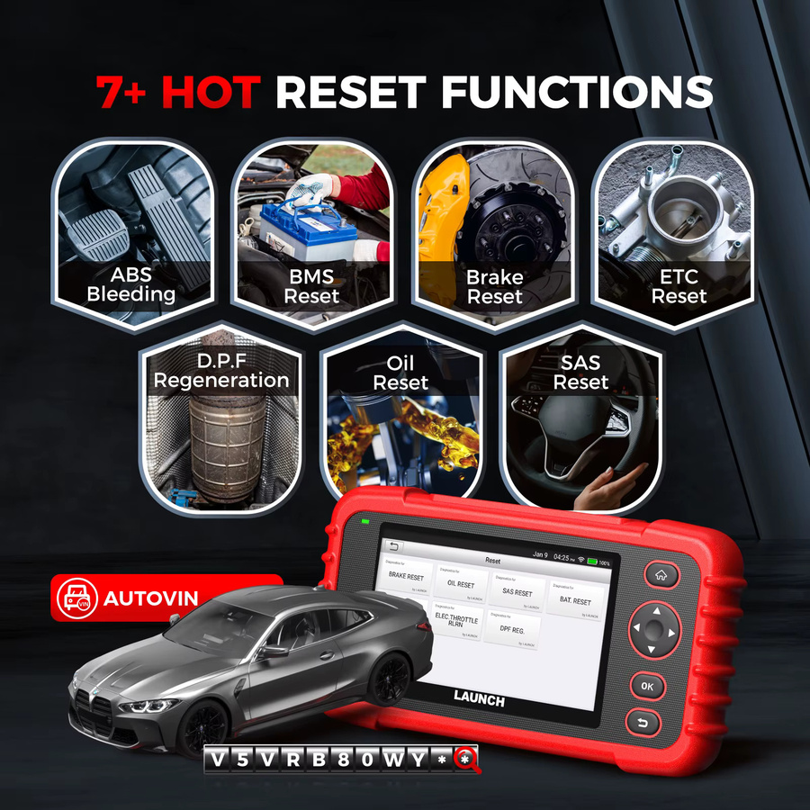 LAUNCH CRP123X V3.0 OBD2 Scanner Professionelles Diagnosegerät in Rot für alle Fahrzeuge mit 4-System-Diagnose sowie EPB, DPF, Öl-Reset, SAS und BMS Test - Bild 2