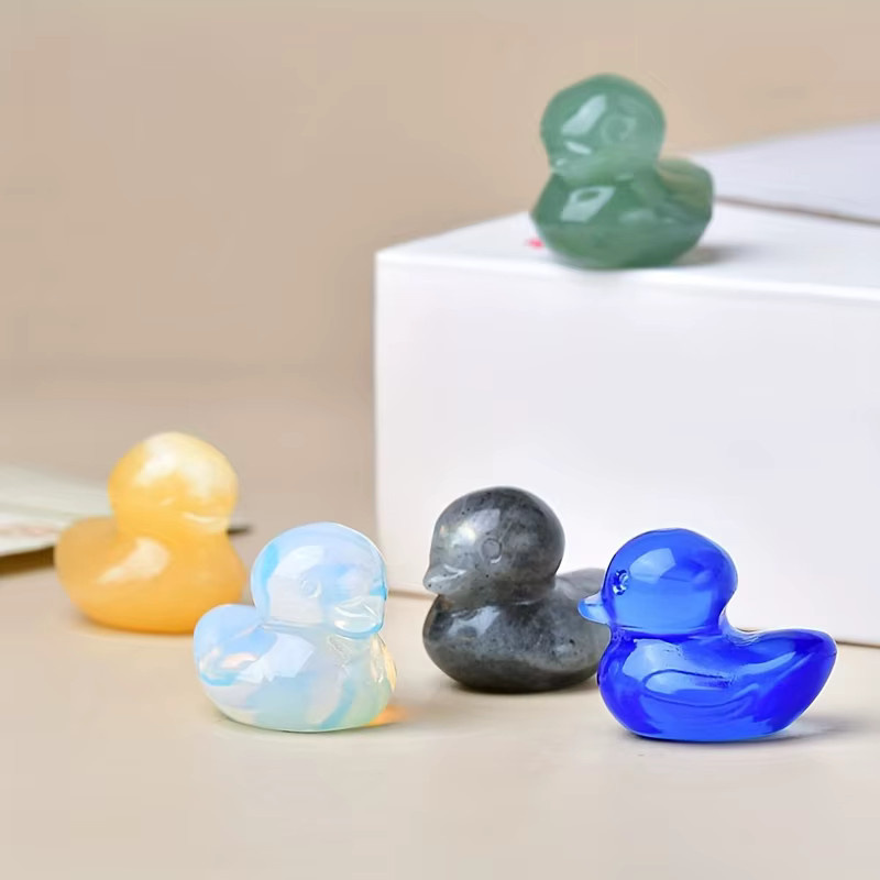 Künstlich geschnitzter Kristall-Enten-Worry-Stone in Schwarz, 3 cm für Meditation und Dekoration - Bild 1