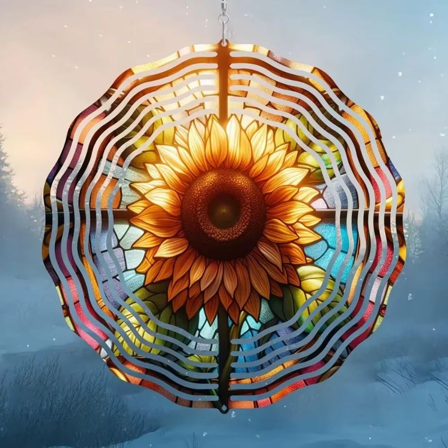 Moon Wizard Windspinner Mandala aus Metall mit bunten Blumen in Multicolor zum Aufhängen - Bild 3