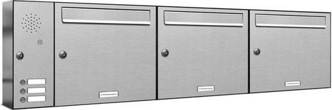 AL Briefkasten für 3 Parteien, Aufputzmontage, silberfarben, B/H/T: 129,7 x 34,5 x 11,6 cm - Bild 1