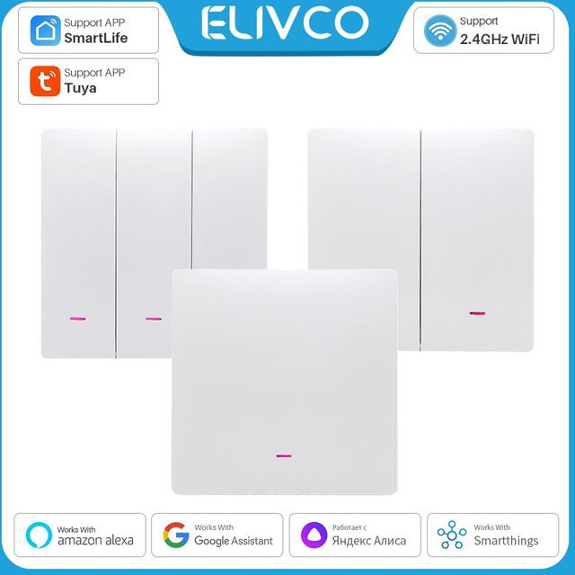 Tuya Smart WiFi Lichtschalter ohne Neutralleiter, 1-Gang Wandlichtschalter zur Steuerung von Alexa, Google Home und Alice - Bild 1