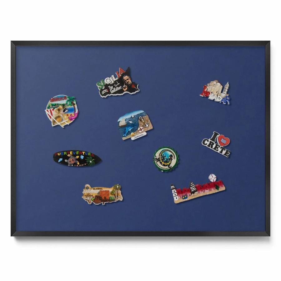 Tulup Magnettafel Marineblau mit schwarzem Rahmen, Magnetboard aus Metall für Reisemagnete, B: 80 cm, H: 60 cm - Bild 2