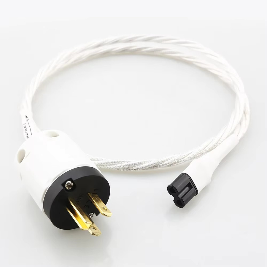 Audiocrast HIFI 7N OCC Audiophiles Audio-Netzkabel in Weiß mit vergoldetem Mini8-Heckanschluss - Bild 1