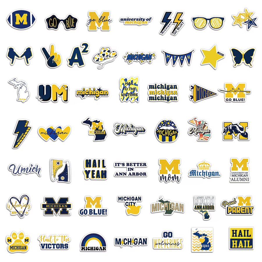 50 wasserfeste Aufkleber der Universität Michigan in Multicolor für Laptop, Tassen und Skateboards - Bild 3