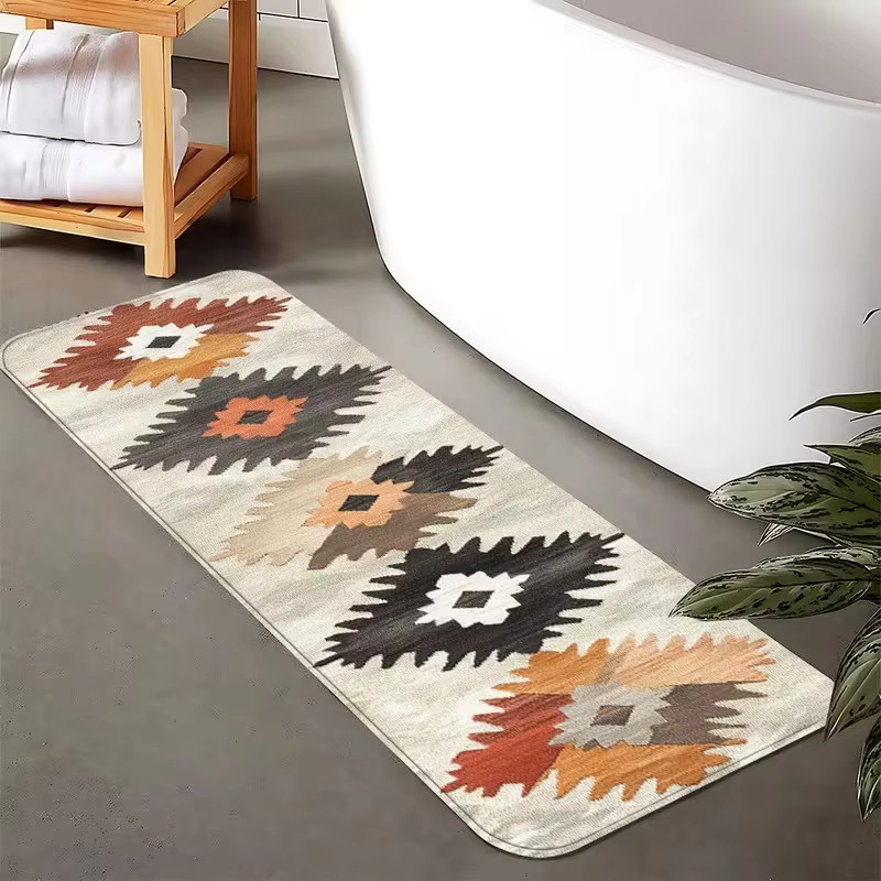 VIKAMA Bohemian Vintage Teppich, rechteckige rutschfeste Bodenmatte in Multicolour, B/T: 120 x 40 cm - Bild 2