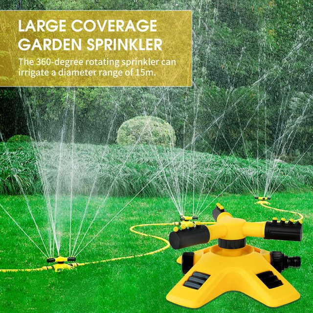 Einstellbarer 360 Grad rotierender Gartenrasensprenger in Gelb mit 2 Bewässerungsmodi - Bild 1
