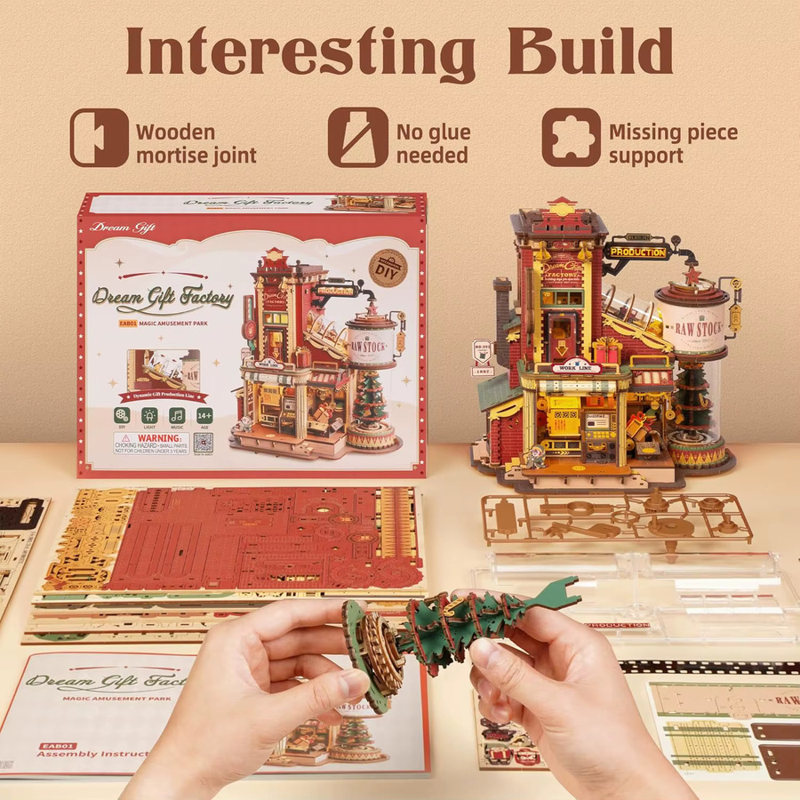 Robotime Weihnachtstraum Holz-Musikbox, 3D Holzpuzzle, Holzmodellbausatz - Bild 2
