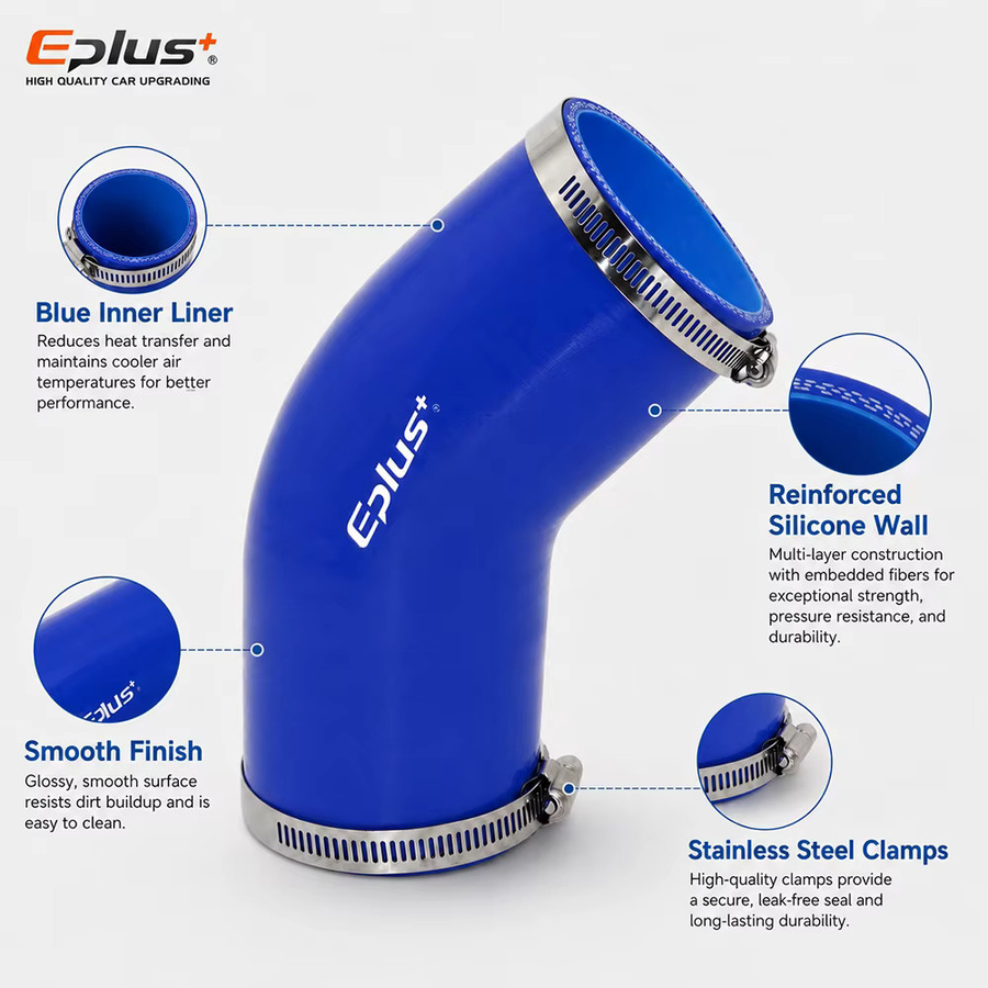 EPLUS Universeller 45-Grad-Silikonschlauch als Lufteinlass- und Ladeluftkühler-Adapter in Blau - Bild 4