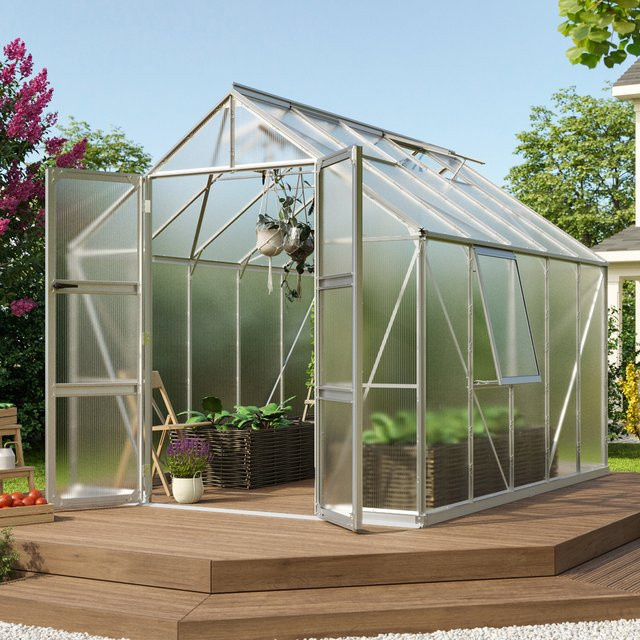 Vitavia Gewächshaus Olymp 8300 aus Aluminium in Silber mit Polycarbonat-Verglasung und Fundamentrahmen, 8,3 m² - Bild 1