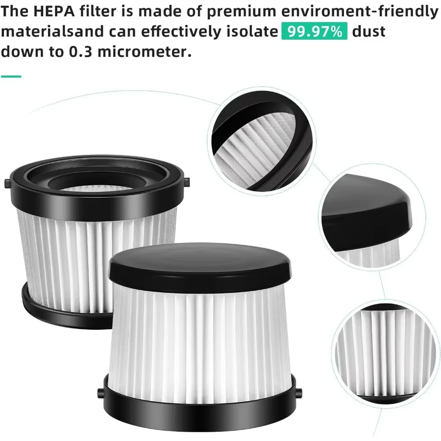 2 Stück HEPA-Ersatzfilter für DEWALT DCV501HB 20 V Akku-Handstaubsauger mit schwarzer Dichtung, BPfire Ersatzteil DCV5011H - Bild 2