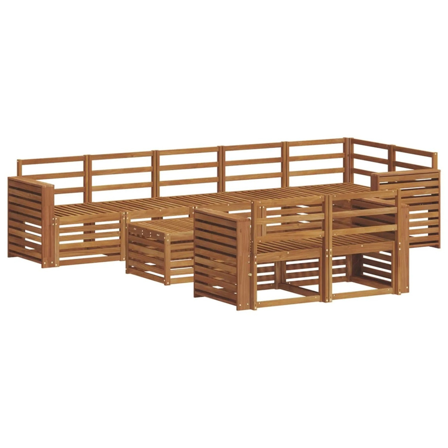 vidaXL Sofagarnitur 9-teilig aus Massivholz Akazie in Braun mit modernem Latten-Design und U-Form - Bild 2