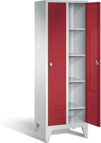 C+P Wäsche-Spind Classic in Rubinrot mit lichtgrauem Korpus, H 185,0 cm x B 61,0 cm x T 50,0 cm - Bild 1