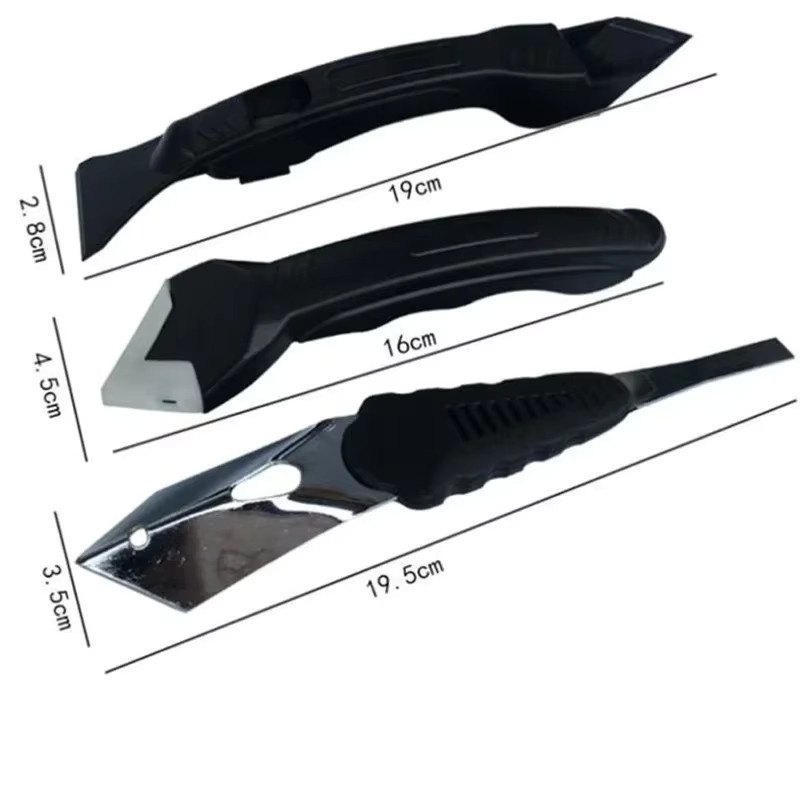3-teiliges Silikon-Schaber-Set in Schwarz zur Reinigung und zum Abdichten von Fugen und Dichtmitteln - Bild 4
