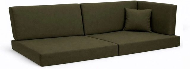 Setgarden Comfort Palettenkissen 6er Set Outdoor in Grün mit Sitzkissen und Rückenkissen, Sitzkissen B: 120 cm, T: 50 cm, H: 10 cm und Rückenkissen B: 120 cm, T: 40 cm, H: 10 cm - Bild 1