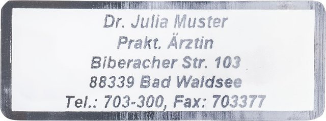 Personalisierter Namensaufkleber Schrifttyp B mit Adresse in Silber und Weiß - Bild 1