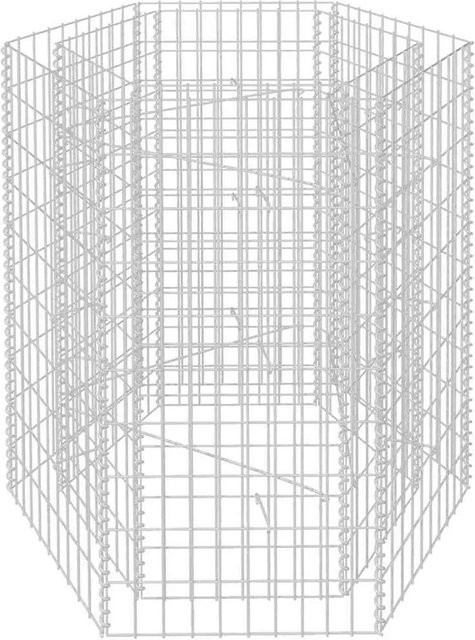 vidaXL Sechseckiges Gabionen-Hochbeet aus verzinktem Stahl in Silber, B/T/H: 100 x 90 x 100 cm - Bild 1