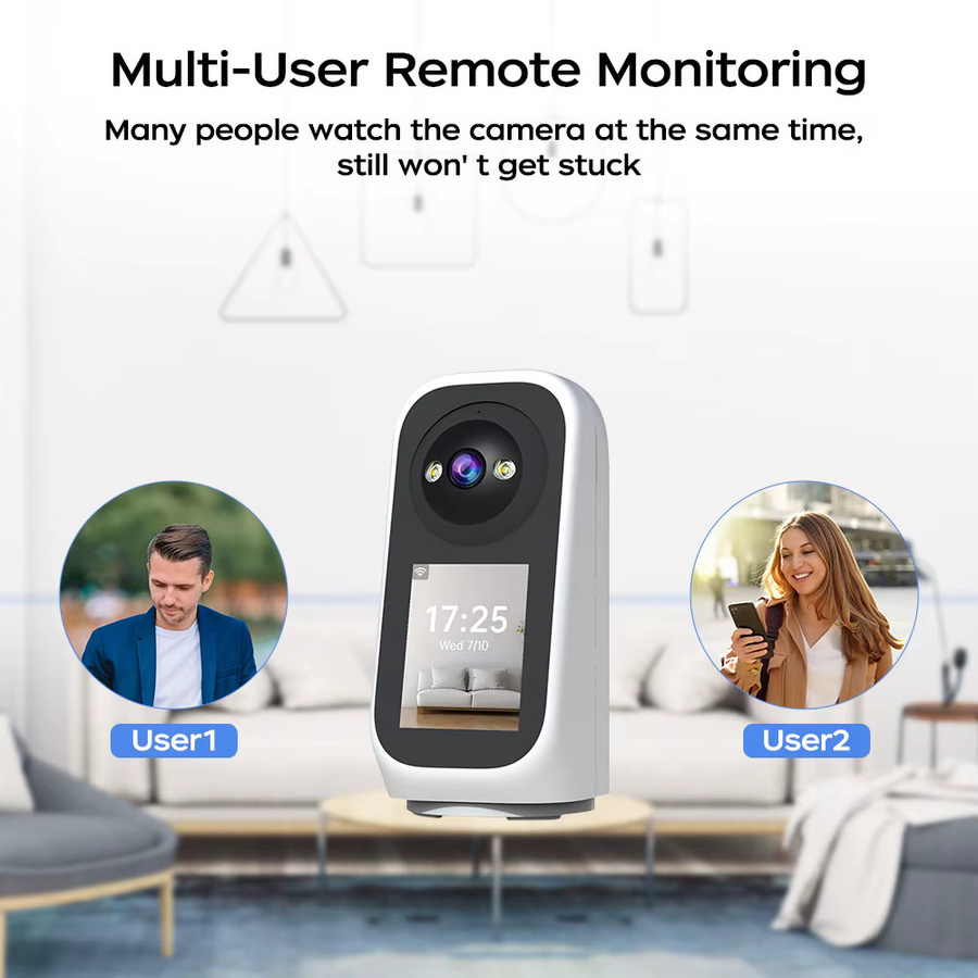 Jooan 4MP PTZ IP-Kamera mit 2,8-Zoll-LED-Bildschirm, KI-Tracking und Babyweinen-Erkennung, weißer Heim-Babymonitor mit Videoanruf-Funktion - Bild 5