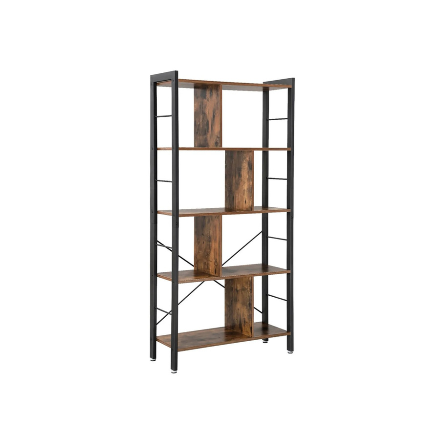 Vasagle Bücherregal mit 5 Ebenen im Industriestil, Farbe Braun-Schwarz, B/T/H: 74 x 30 x 154,5 cm - Bild 2