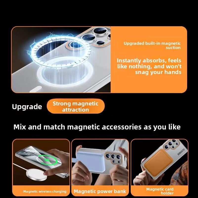 Mattierte magnetische Schutzhülle für Samsung Galaxy S26 S25 S24 S23 S22 Ultra Plus in Schwarz und Transparent mit Anti-Drop Funktion und Translucent-Effekt - Bild 2