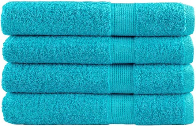 vidaXL Premium-Handtuch-Set aus 100% Baumwolle, 4 Stück, Türkis, B: 100 cm, L: 200 cm, 600 g/m2 - Bild 1