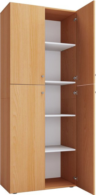 VCM Büroschrank Lona mit Drehtüren in Buche und Weiß, mit höhenverstellbaren Fachböden, B: 70 cm, T: 40 cm, H: 178 cm - Bild 1