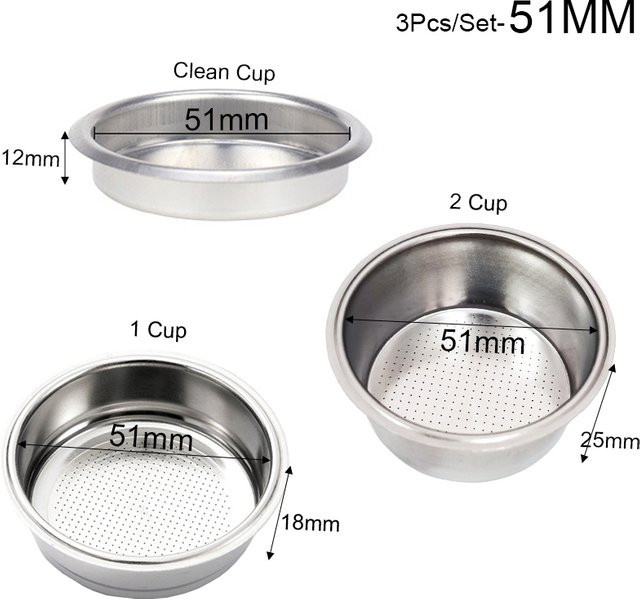 YUAN-ECT Kaffeefilter Korb aus Edelstahl für Espresso, 51 mm, Silber - Bild 1
