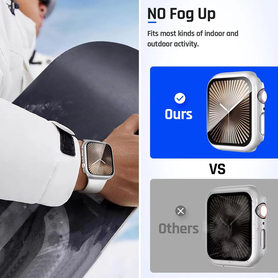 samusak Uhrenhülle für Apple Watch, matt, wasserdicht, mit Schutzfolie aus gehärtetem Glas, Unisex - Bild 3