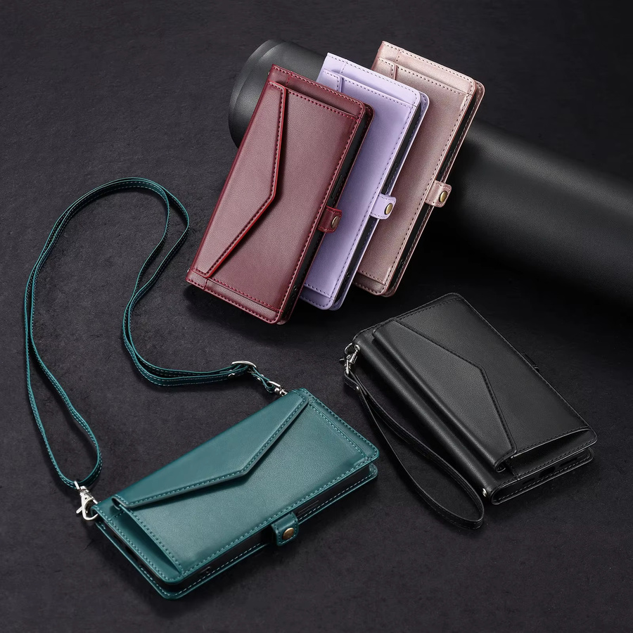 Leder Umhängetasche mit Kartenfach für iPhone Modelle in Lila von aierkeba - Bild 5