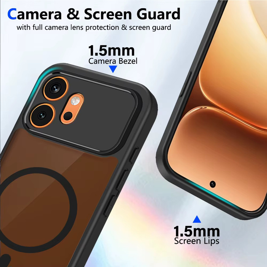 Magnetische Handyhülle für Honor 600 Pro 600 Lite X8d X6d X5d Plus X5c Plus, stoßfest und kabelloses Laden, Matt Schwarz - Bild 3