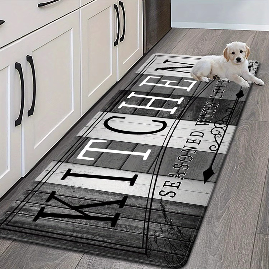 VIKAMA Küchenbodenmatte im Landhausstil in Grau, rutschfester und waschbarer Teppich in Holzoptik für Küche und Esszimmer - Bild 2