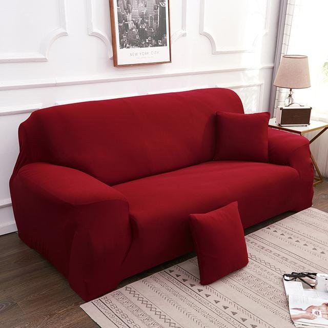Housmife Elastischer Sofabezug für Ecksofas in Bordeaux Rot, Stretch-Couchbezug für L-förmige Sofas und Sessel - Bild 1