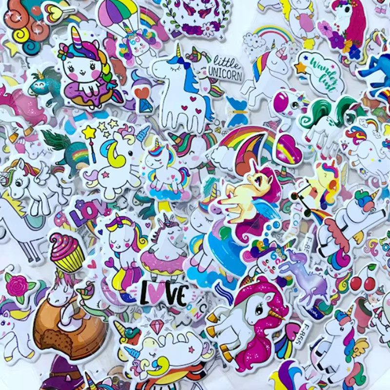 TMZ 3D Einhorn Aufkleber Set mit süßem Cartoon Design für Schreibwaren und Sammelalben, Mehrfarbig - Bild 2