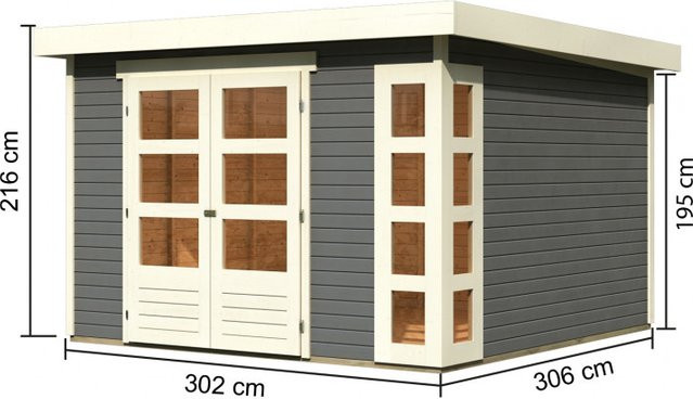 Gartenhaus KERKO 6 in Terragrau ohne Anbaudach mit 19 mm Wandstärke, B: 522 cm, T: 306 cm - Bild 1