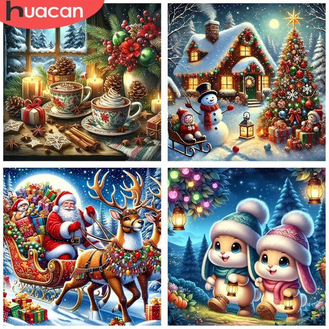 HUACAN Diamant-Malerei Set Winter Gemütliche Szene 5D DIY Mosaik-Kunst mit Full Round Steinen - Bild 1