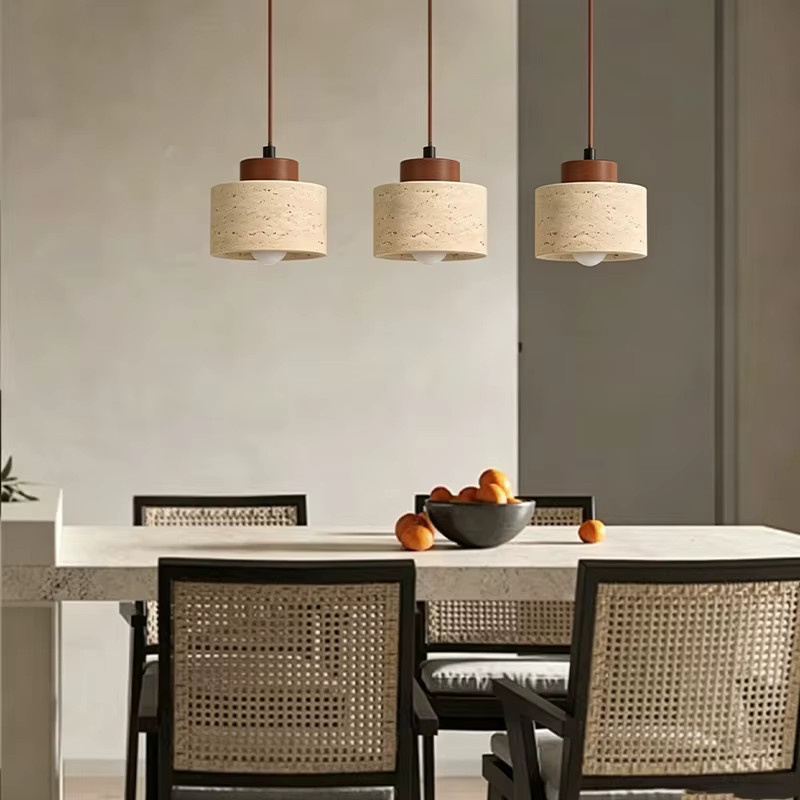 Japanische Moderne Wabi-Sabi Hängelampe in Gelb und Beige mit Stein-Design für Schlafzimmer und Bar - Bild 2