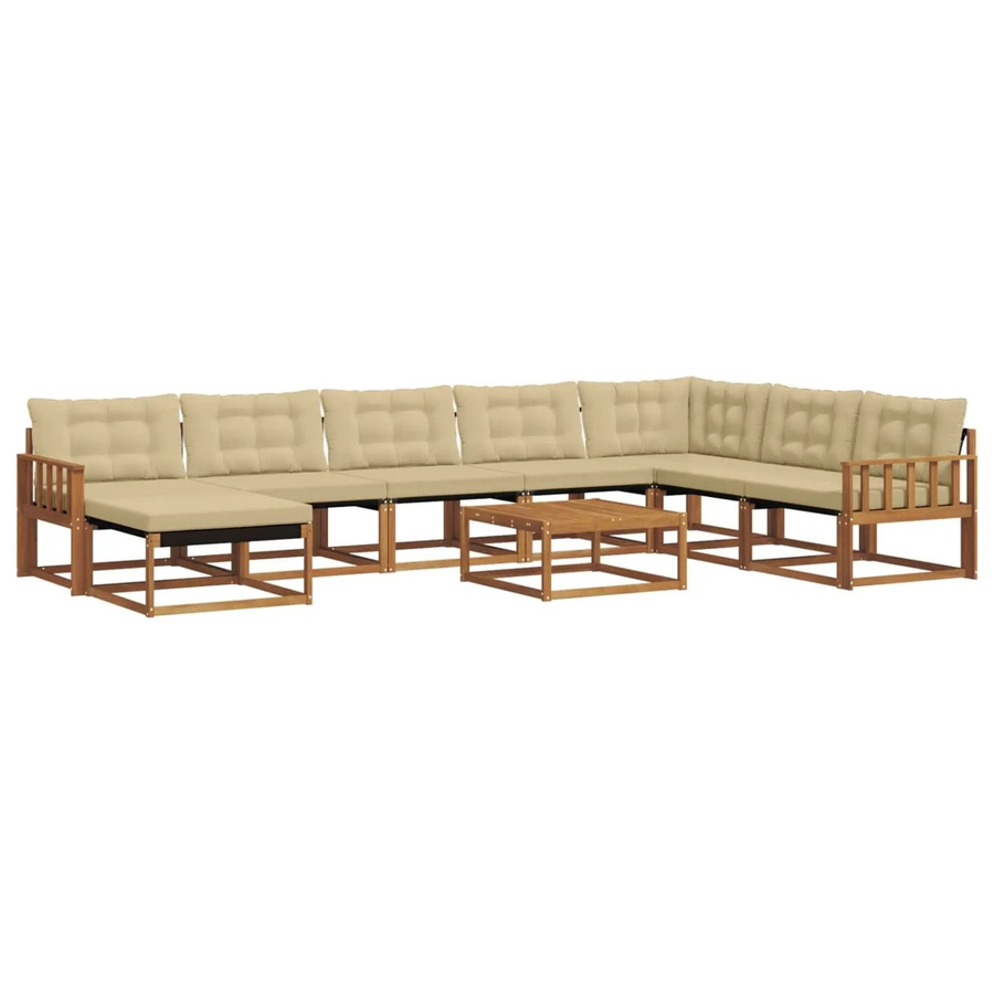 vidaXL Outdoor-Sofagarnitur 25-teilig aus Massivholz Akazie mit Textilene-Bezug und Polstern in Natur-Beige - Bild 2