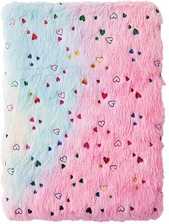 TOMTOP JMS A5 Notizbuch mit flauschigem Plüsch-Softcover und Stickerei, liniertes Tagebuch für Kinder in Multicolour Farbverlauf