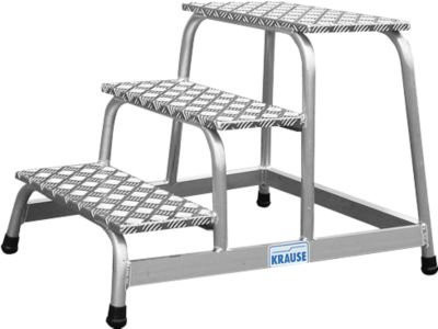 Krause Montagetritt aus Aluminium in Silber mit 3 Stufen, Höhe: 60 cm - Bild 1