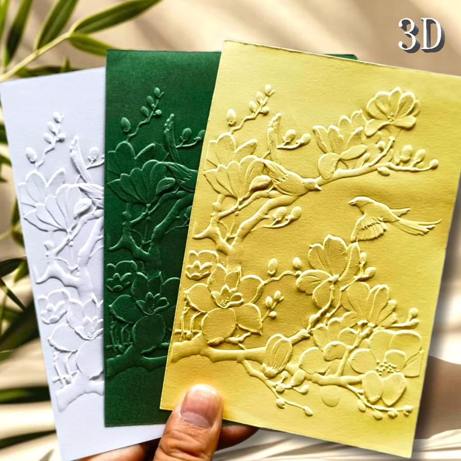 3D-Reliefmappe mit Jade-Orchideenblüten und Vögeln für Scrapbooking und Bastelarbeiten, Ausgabe 2025 - Bild 4