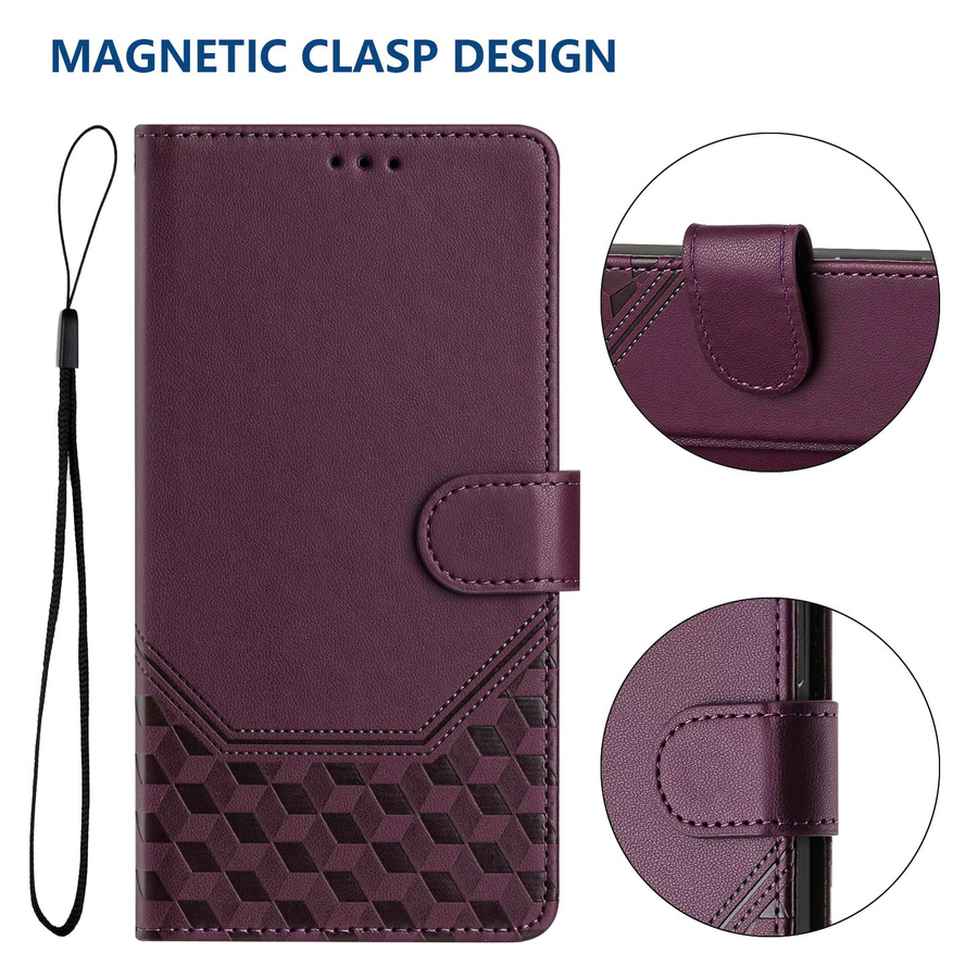 3D Leder Handyhülle mit Brieftaschenfunktion und Kartenfächern als Buchständer für Huawei P20 P30 P40 P50 P60 Pura 70 Mate 60 Pro Nova 12i 12s 9 in Lila - Bild 2