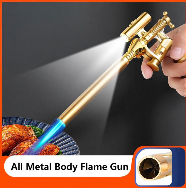 Butan-Brenner Flammenwerfer in Gold für Camping, BBQ und Schweißarbeiten aus Metall - Bild 1