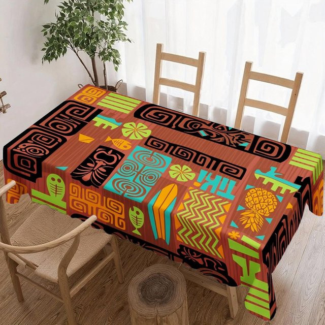 Wasserdichte rechteckige Tischdecke mit Stammesmuster von JINGYUE Pet in Mehrfarbig, B/T: 140 x 140 cm - Bild 1