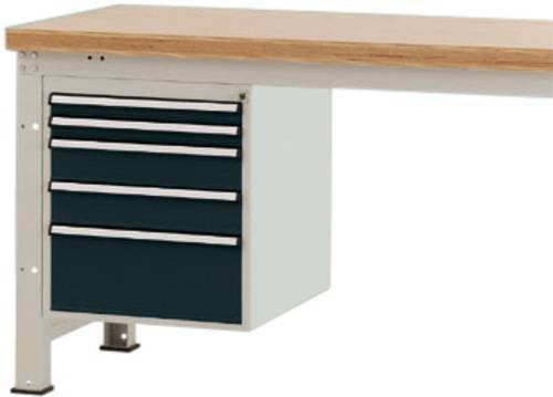 Manuflex Gehäuse-Unterbau PROFI ZB4881.7016 in Anthrazit und Grau mit 5 abschließbaren Schubfächern, Nutzhöhe: 500 mm, für Werkbanktiefe: 700 mm - Bild 1