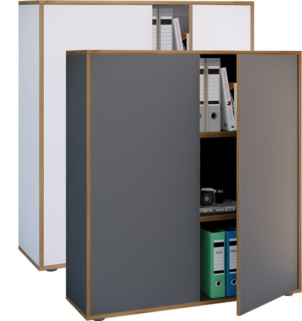 VCM Büroschrank Salia aus Holz mit zwei Drehtüren und höhenverstellbaren Fachböden, Breite: 100 cm - Bild 1